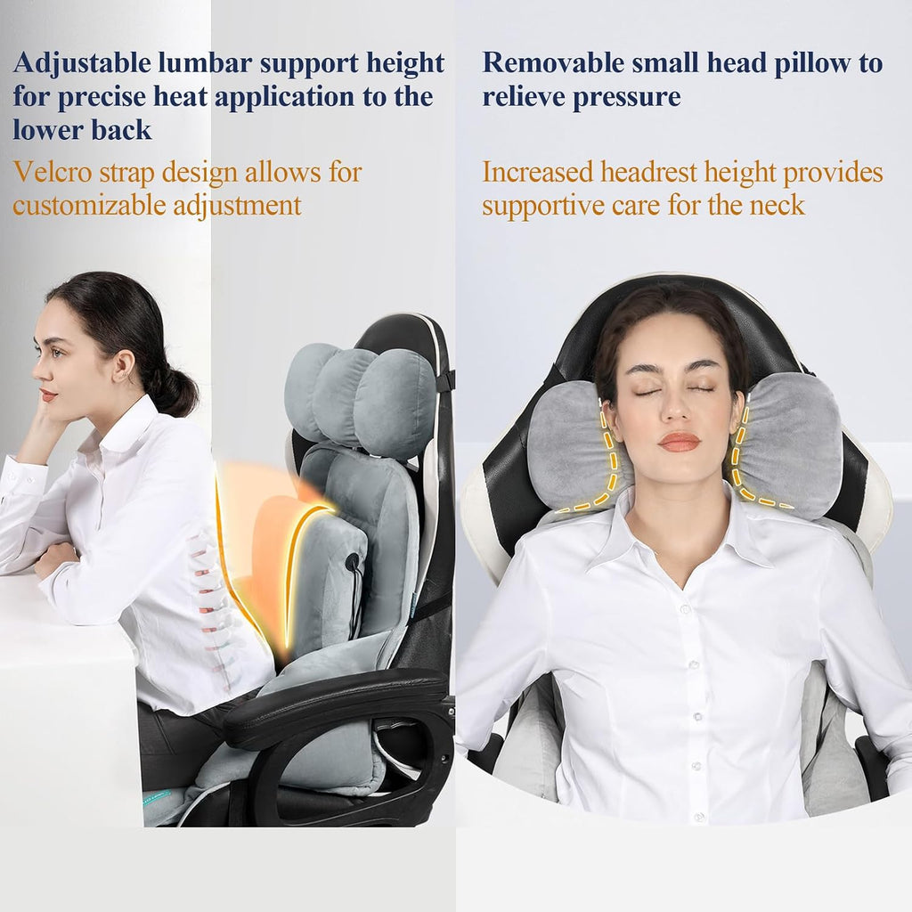 Generic USB Heated Seat Cushion, Lumbar Support Heated Seat Pad with Armrest for Office Chair, Ajustable Backrest Warm Pillow for Long…