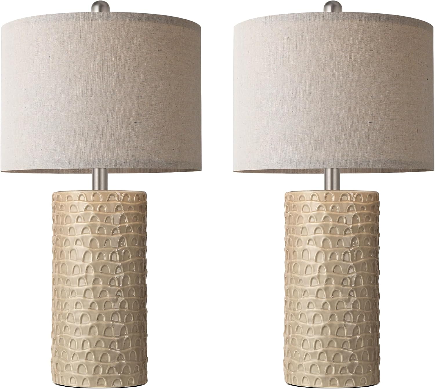 PARTPHONER 23" Modern Ceramic Table Lamp Set of 2, Table Lamps for Living Room, Rustic Farmhouse Bedside Lamps Nightstand lamp for…