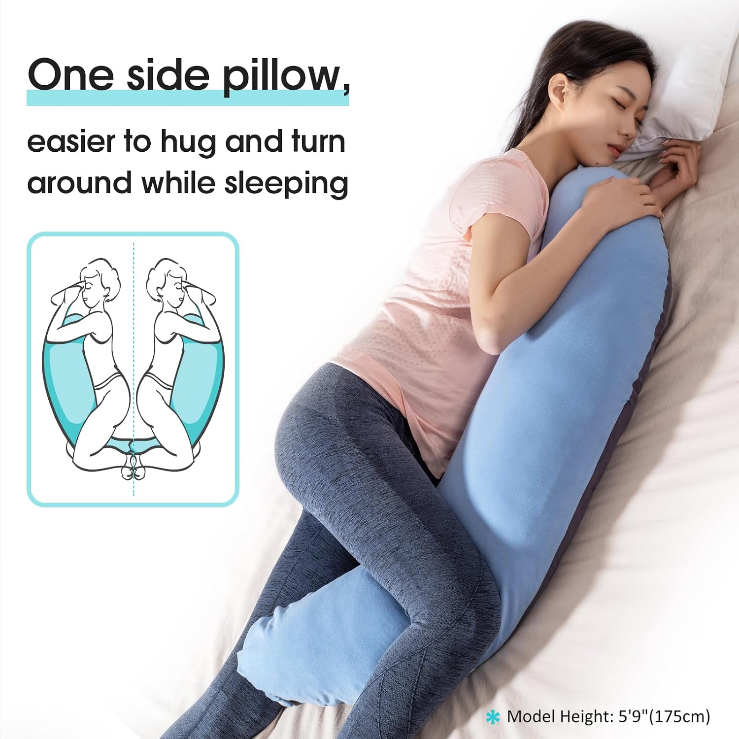 Byriver 39" C Shaped Body Pillow for Side Sleeping Adults Men Women, Hugging Gaming Lap Pillow, Pregnancy Knees Separate Pil…
