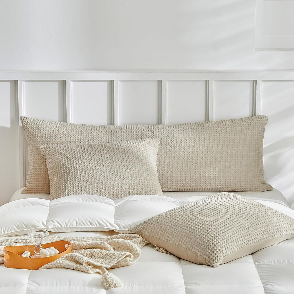 Warmdern Waffle Weave Pillowcases Body Size 1 Pack Pillow Cases Soft Microfiber Pillow Case Covers Set of 2 Boho Woven Textured Pillowcase…