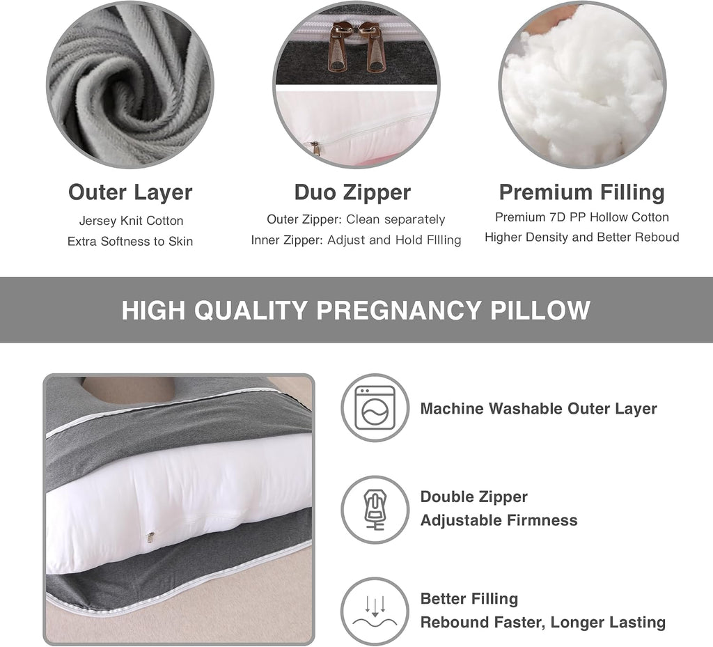 ALLOPERA Pregnancy Pillow, Full Body Maternity Pillow 57 inch, with Removable Washable Cover - Support for Legs, Back, Neck, Shoulder…