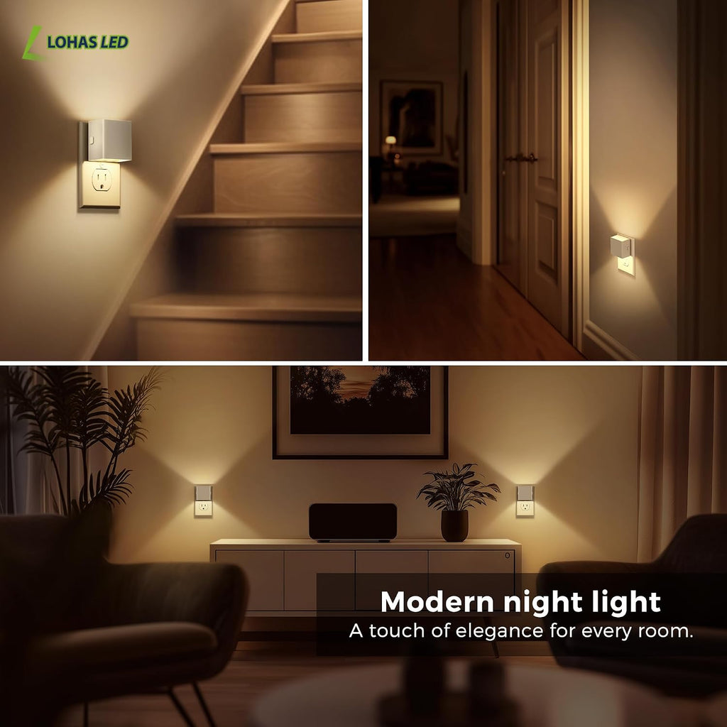 Llohasled L LOHAS LED Night Light, 2 Pack Night Lights Plug into Wall, Dusk to Dawn Sensor, 0-100LM Adjustable Brightness, Soft White 3000K…