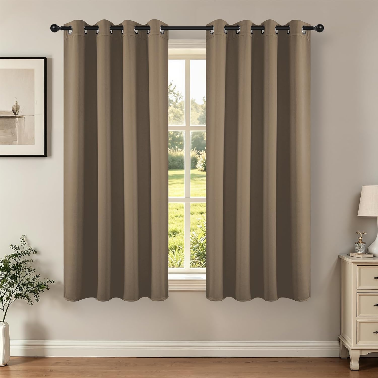 Joydeco Blackout Curtains 63 Inch Length 2 Panels Set, Thermal Insulated Long Curtains& Drapes 2 Burg, Room Darkening Grommet Drapes for Li…