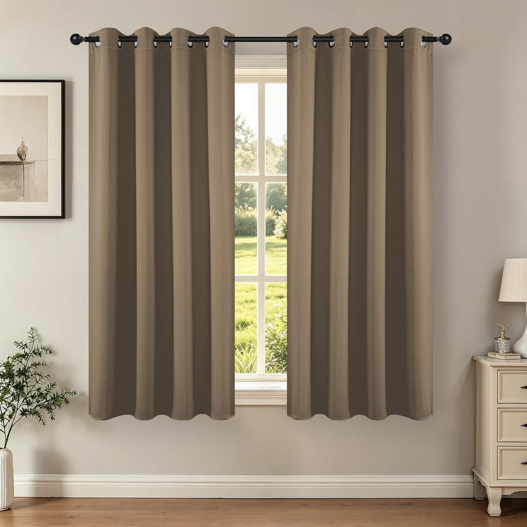 Joydeco Blackout Curtains 54 Inch Length 2 Panels Set, Thermal Insulated Long Curtains& Drapes 2 Burg, Room Darkening Grommet Drapes for Li…