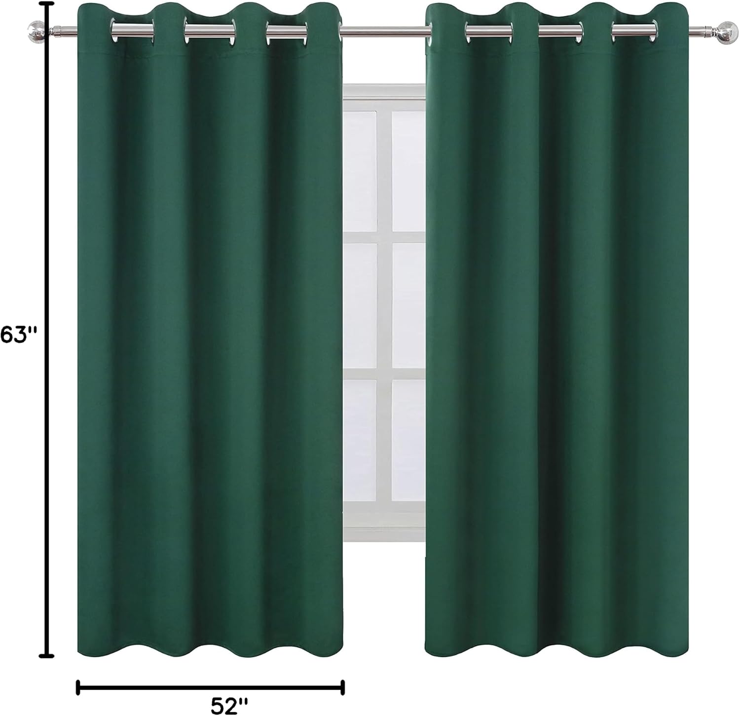 Lemomo Dark Green Bedroom Blackout Curtains/52 x 63 Inch Long/Set of 2 Curtain Panels/Thermal Insulated Room Darkening Curtains for Bedroom…