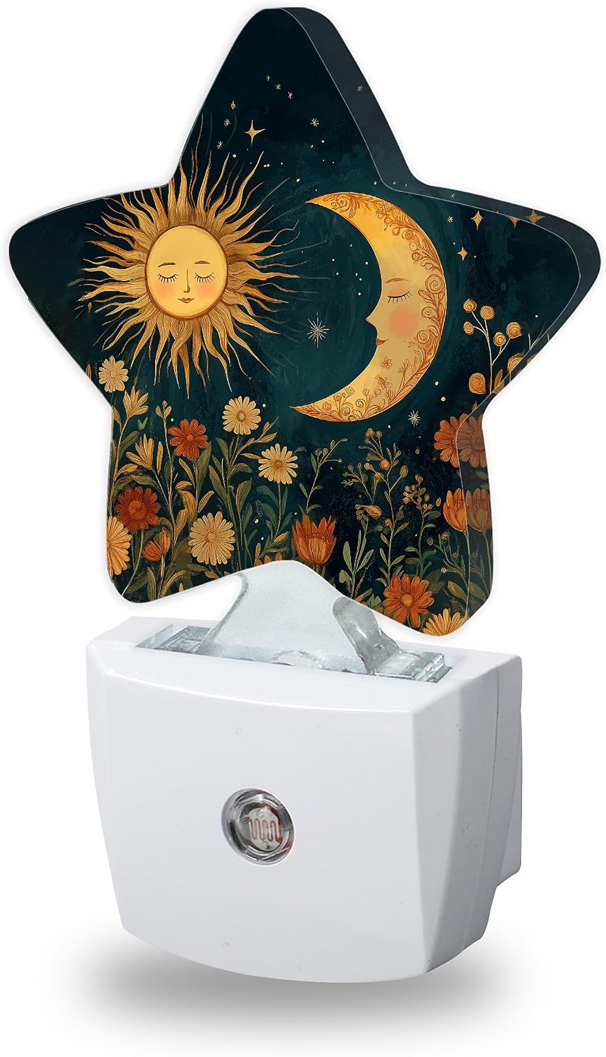 Energy Efficient Nightlights Plug in Wall, Boho Sun Moon Night Light for Kids Bedroom Decorative, Vintage Flowers Dusk-to-Dawn Sensor…