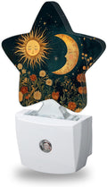 Energy Efficient Nightlights Plug in Wall, Boho Sun Moon Night Light for Kids Bedroom Decorative, Vintage Flowers Dusk-to-Dawn Sensor…