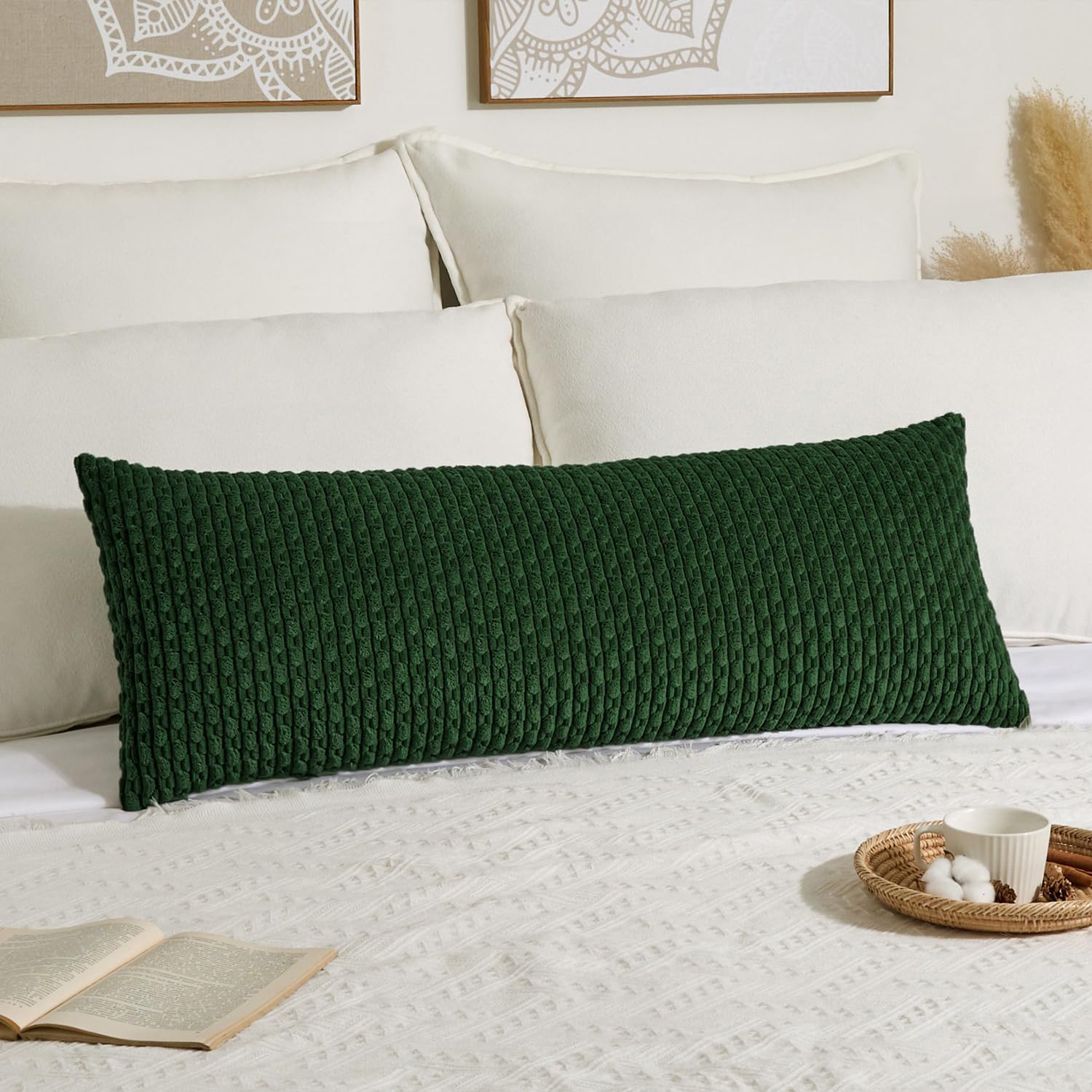 KevinTextile Kevin Textile 14x36 Inch Long Lumbar 1 Pack Boho Christmas Decorative Throw Pillow Cover Soft Striped Corduroy Rectangle Cushi…
