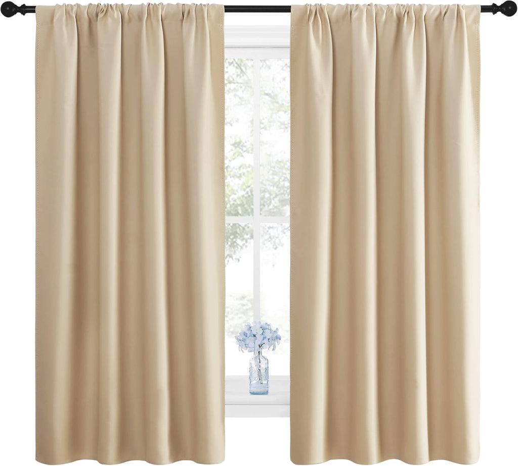 NICETOWN Room Darkening Curtains for Bedroom - Triple Weave Home Decoration Thermal Insulated Solid Window Drapes (Set of 2 Panels, 42 x…