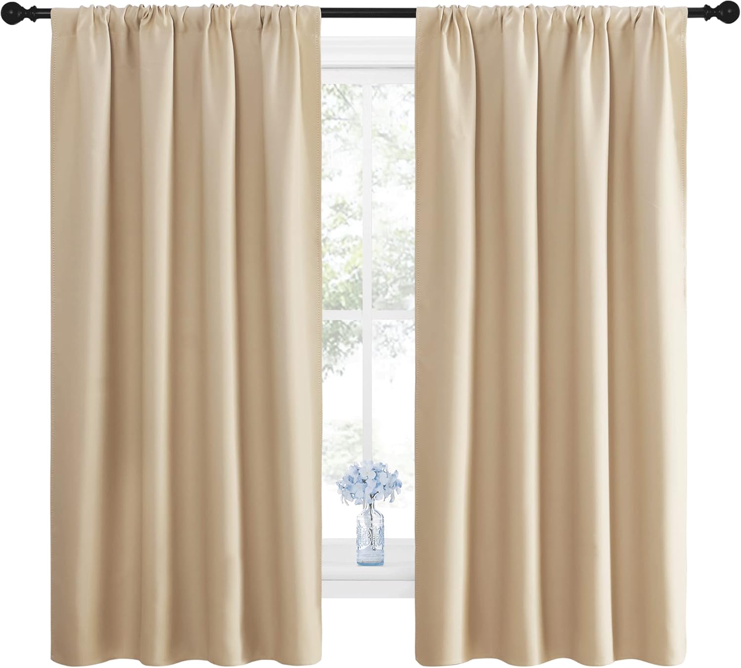 NICETOWN Room Darkening Curtains for Bedroom - Triple Weave Home Decoration Thermal Insulated Solid Window Drapes (Set of 2 Panels, 42 x…