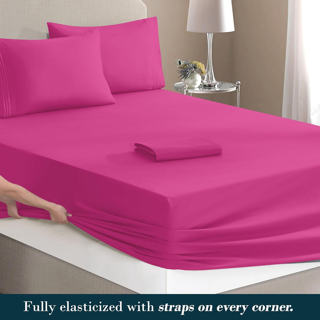 MocassiLuxuryBedding Mocassi Twin Size 4-Piece Bed Sheet Set - 1800 Hotel Quality Microfiber 18-24 Inches Extra Deep Pocket Fitted Sheet- L…