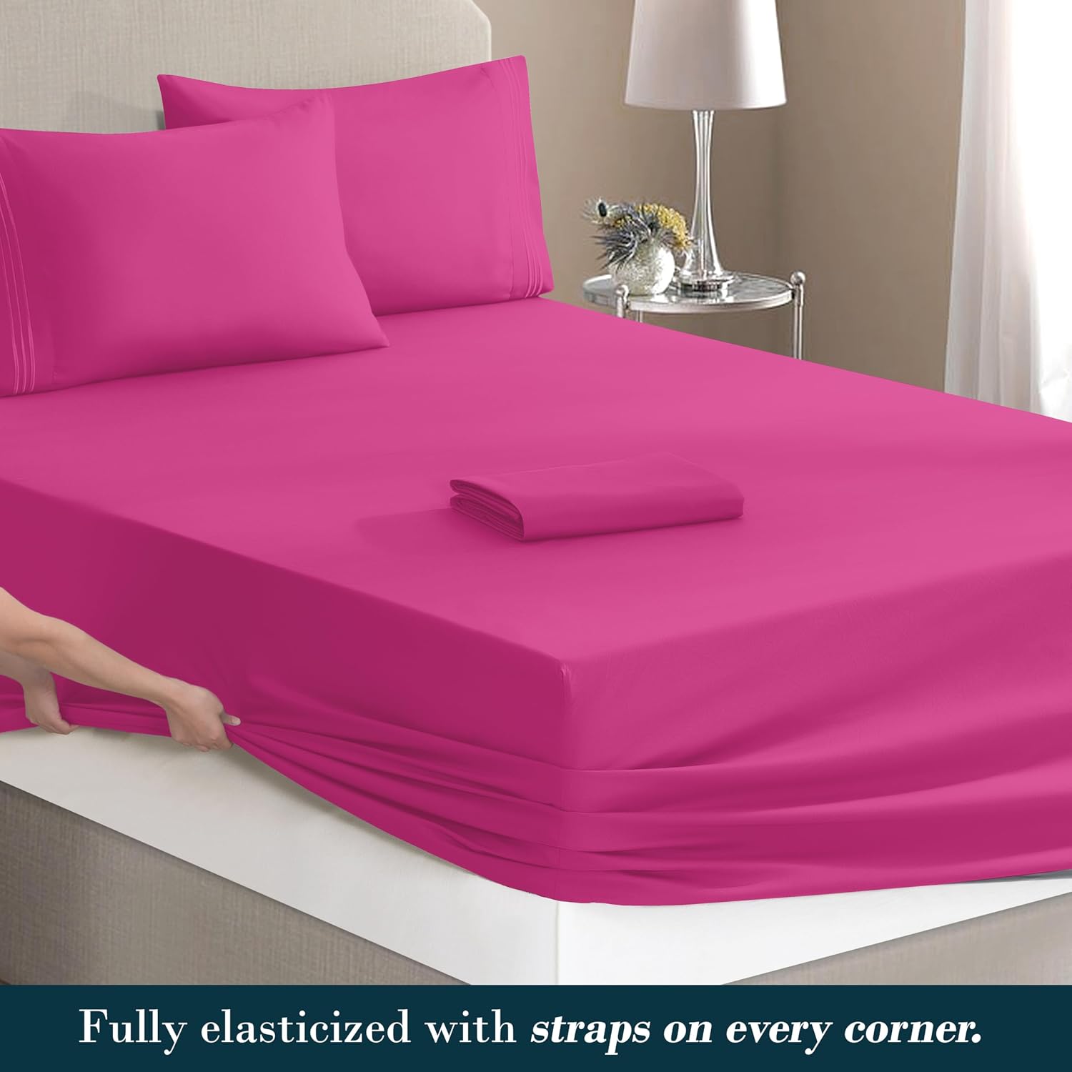 MocassiLuxuryBedding Mocassi King Size 4-Piece Bed Sheet Set - 1800 Hotel Quality Microfiber 18-24 Inches Extra Deep Pocket Fitted Sheet- L…