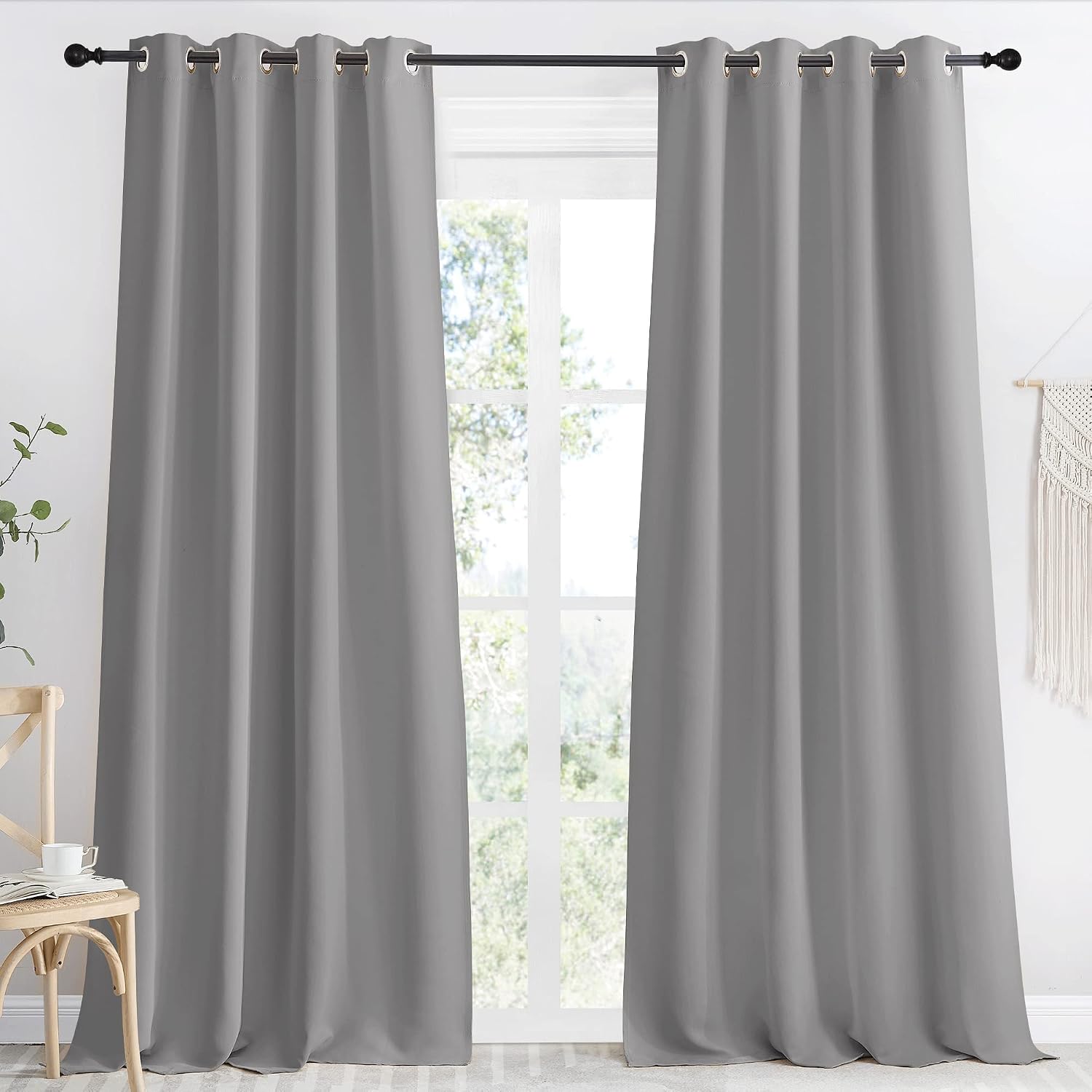 NICETOWN Blackout Curtain & Drape 96 inch Length, 55 inch Wide, Sold by 1 Panel, Silver Grey Color, Noise Reducing Drapery for Living…