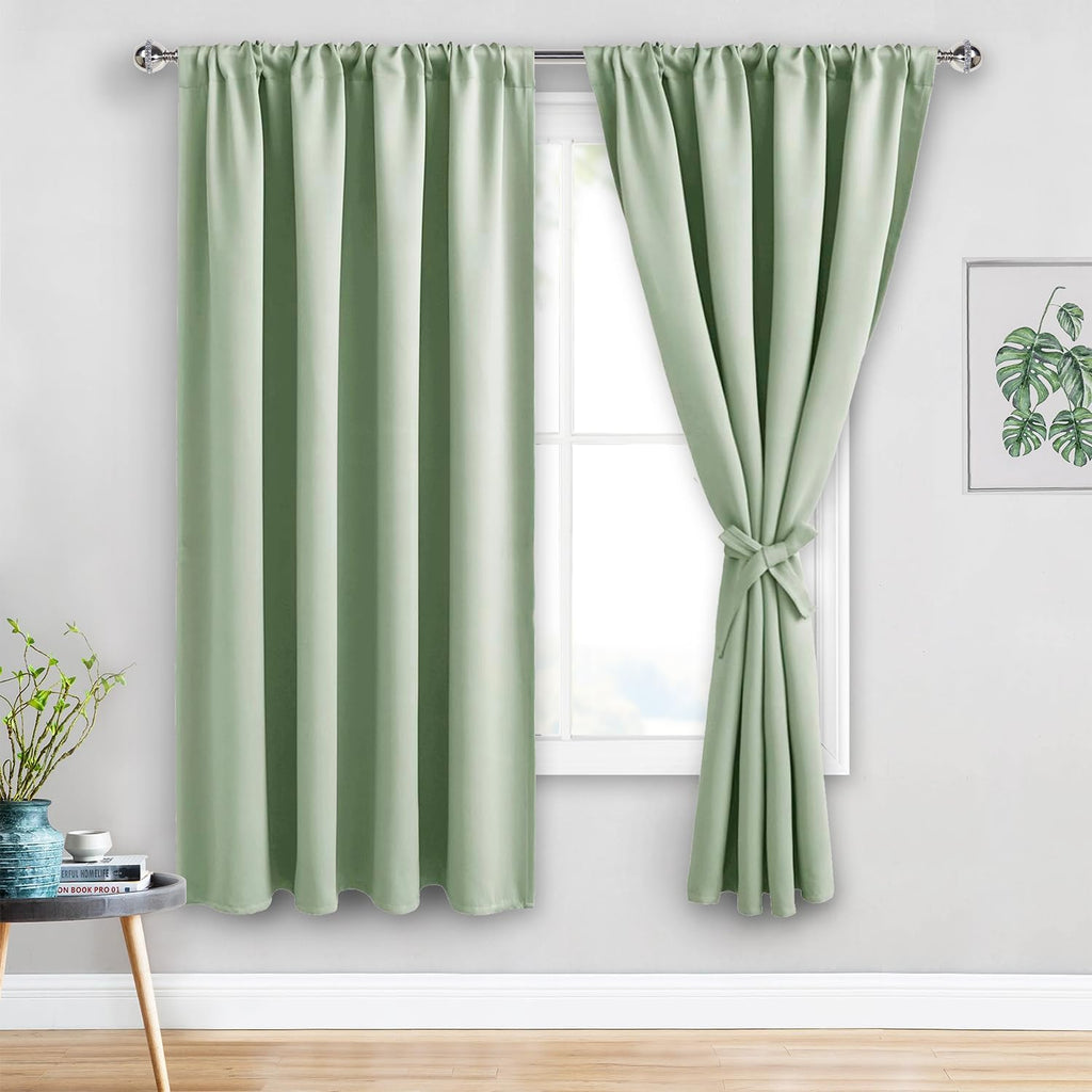 Jiuzhen Blackout Curtains for Bedroom - Thermal Insulated Room Darkening Noise Reducing, 52 x 63 Inch Length Curtains for Living Room, Set…
