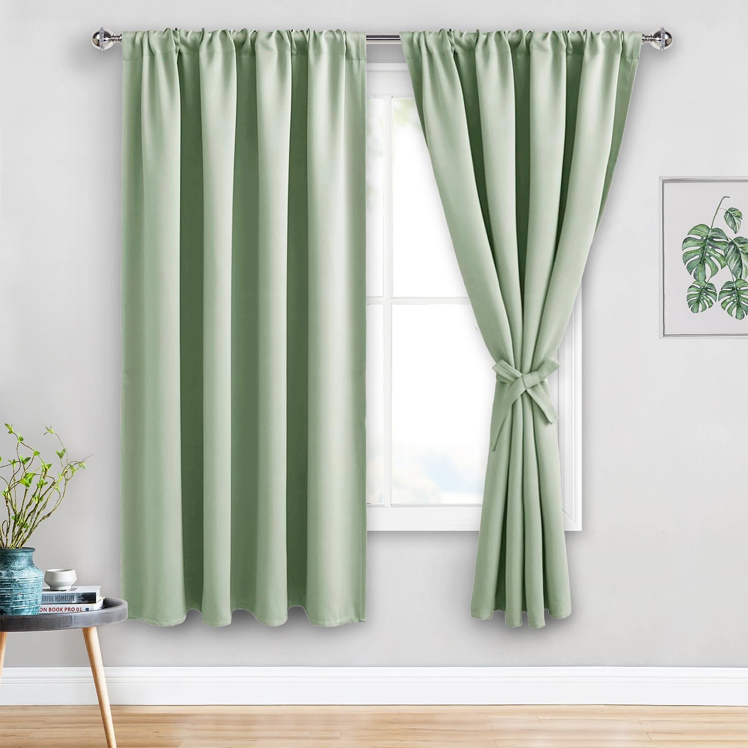 Jiuzhen Blackout Curtains for Bedroom - Thermal Insulated Room Darkening Noise Reducing, 52 x 63 Inch Length Curtains for Living Room, Set…
