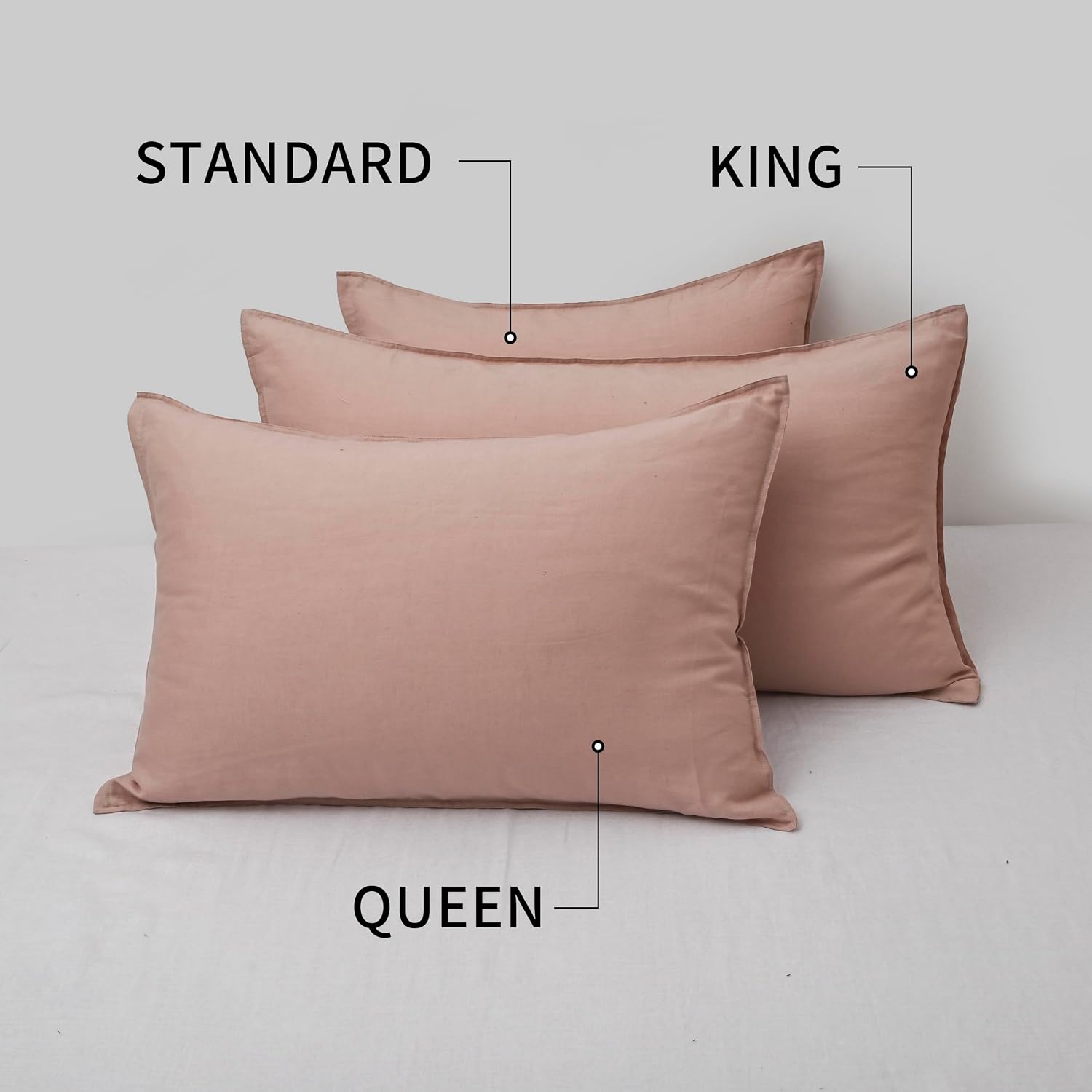 Chuffed Linen Pillowcases 2 Pack 100% Linen Standard Pillow Cases, Breathable and Cooling Washed Pillowshams with Zipper Closure, 20x36 Inc…