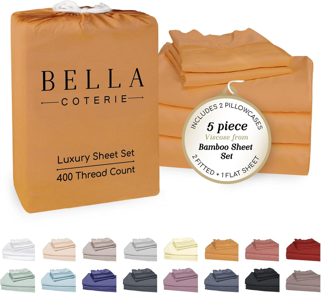 Bella Coterie Luxury Bamboo Viscose Split King Size Sheet Set | 2 Fitted Sheets for Sleep Number & Adjustable Beds | 100% Organically…