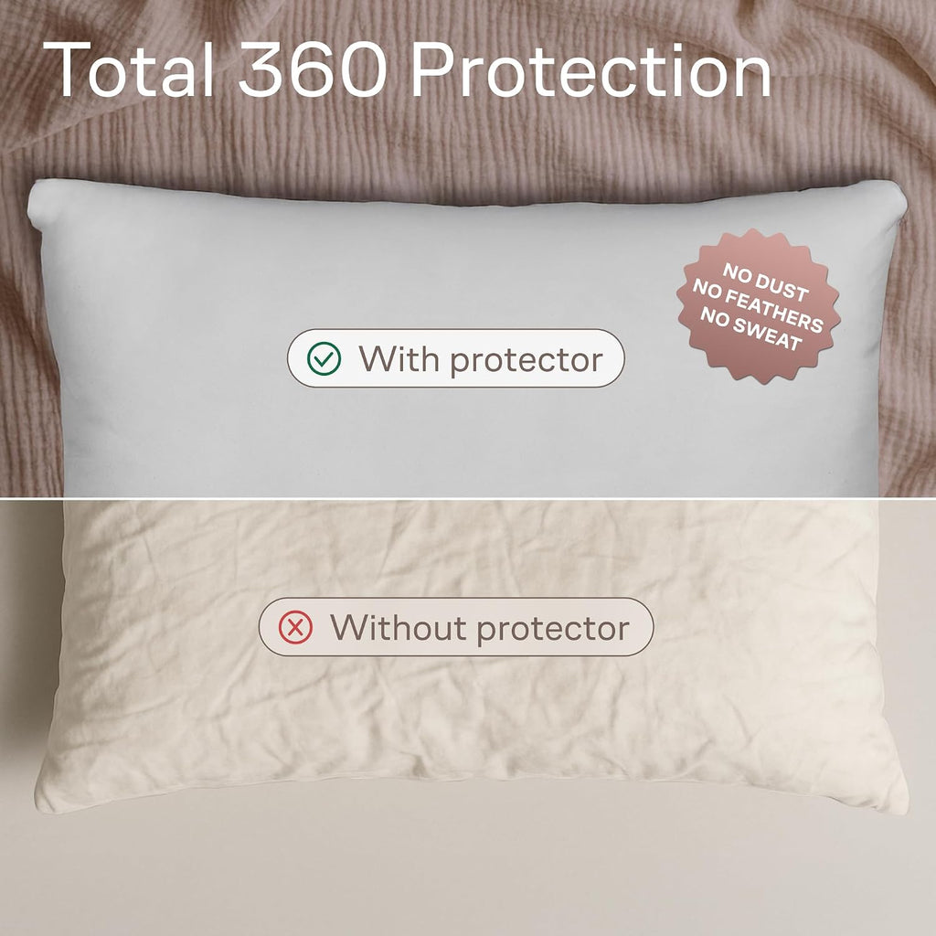 Ultra Soft Pillow Protectors with Zipper Queen Size - Set of 4 Breathable Pillow Covers - 100% Protection Against Stains, Dust & Dirt…