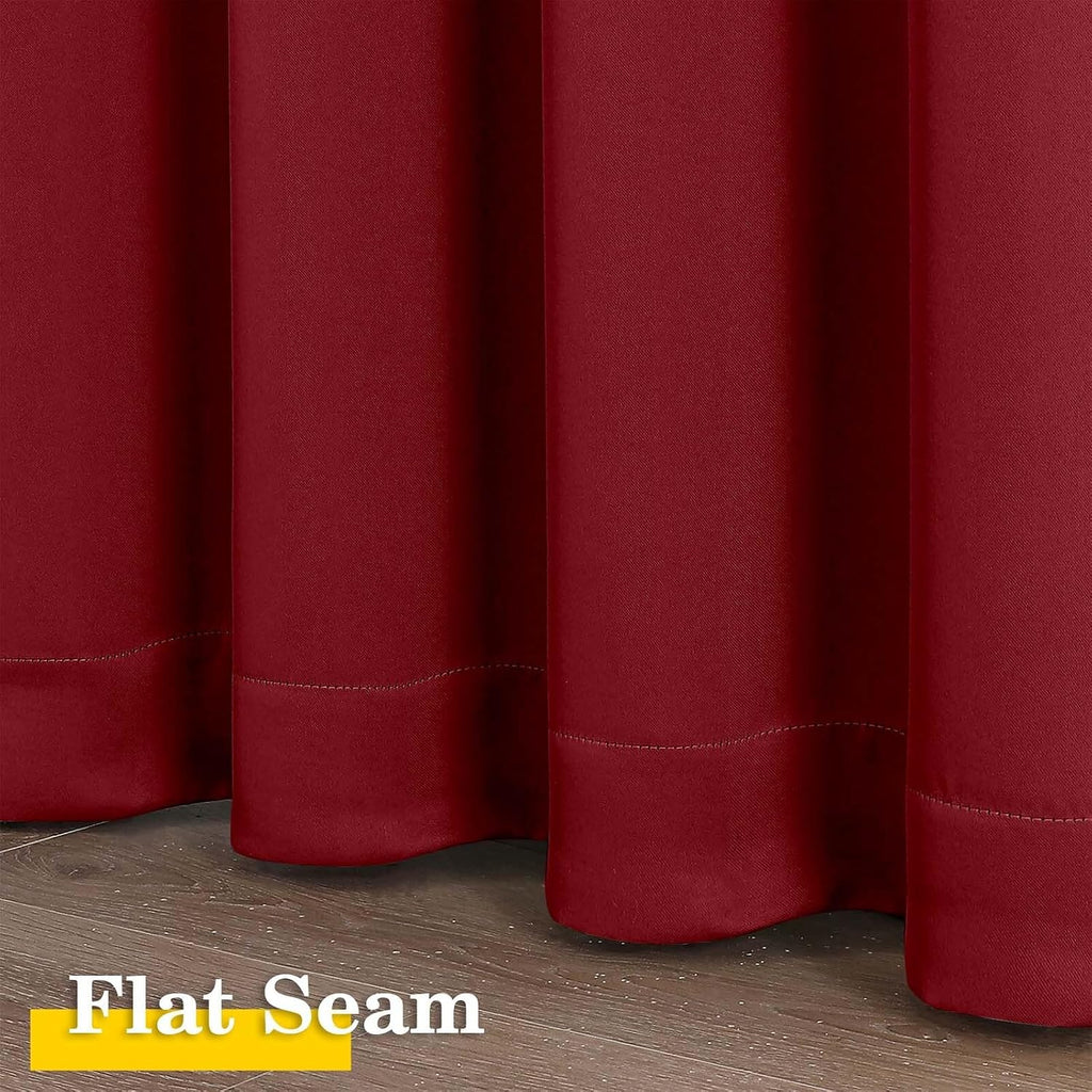 WelvetBLK Red Room Darkening Curtains for Bedroom Living Room 45 Inch Length 2 Panels Set, Soft Solid Thermal Insulated Rod Pocket Short Cu…