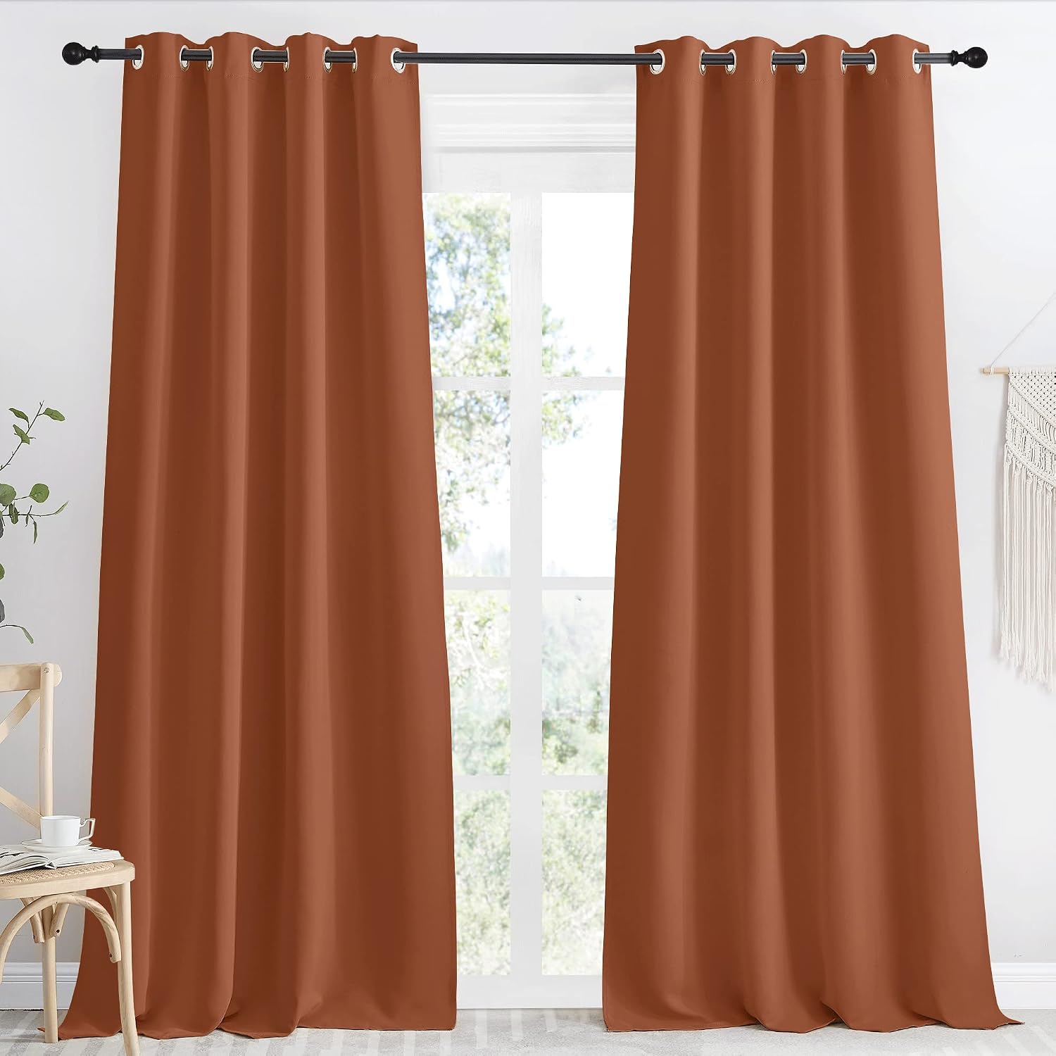 NICETOWN Blackout Burnt Orange Curtain & Drape, W55 x L90, 1 Panel, Room Darkening Light Blocking Window Treatment for Living Room