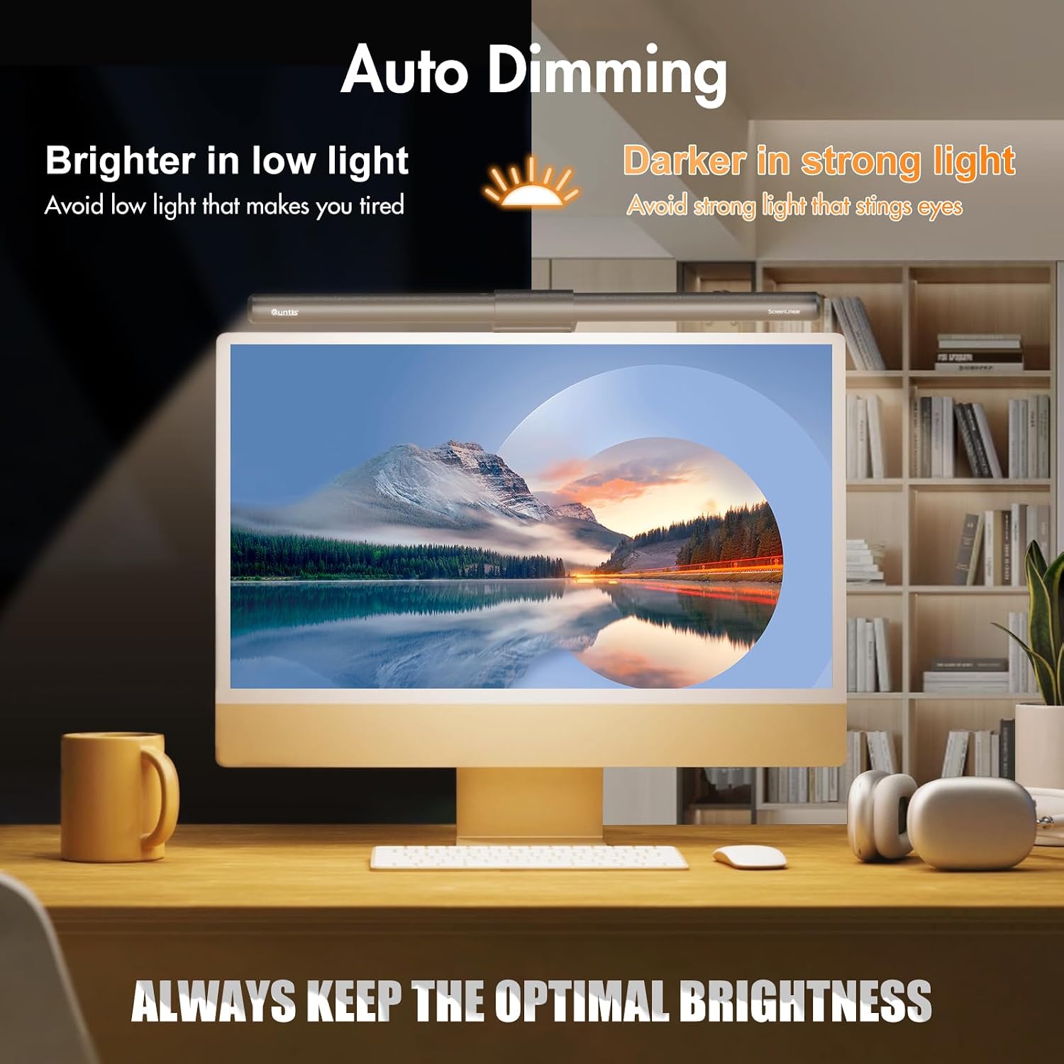 Quntis Monitor Light Bar with Remote, Fit for Curved Monitors/Camera Base, Eye-comfort Computer Screen Light Bar, Auto-Dimming Dimmable…