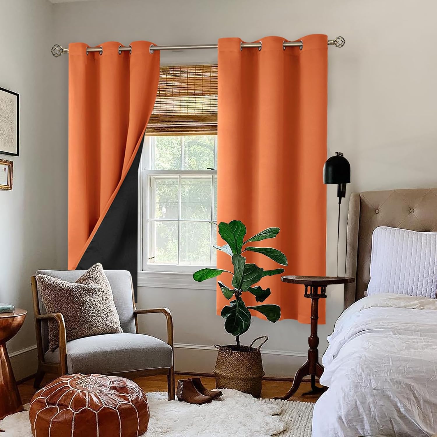 BGment Thermal Insulated 100% Blackout Curtains 63 Inch Length 2 Panels, Total Light Blocking Curtains for Bedroom, Grommet Window Drapes w…