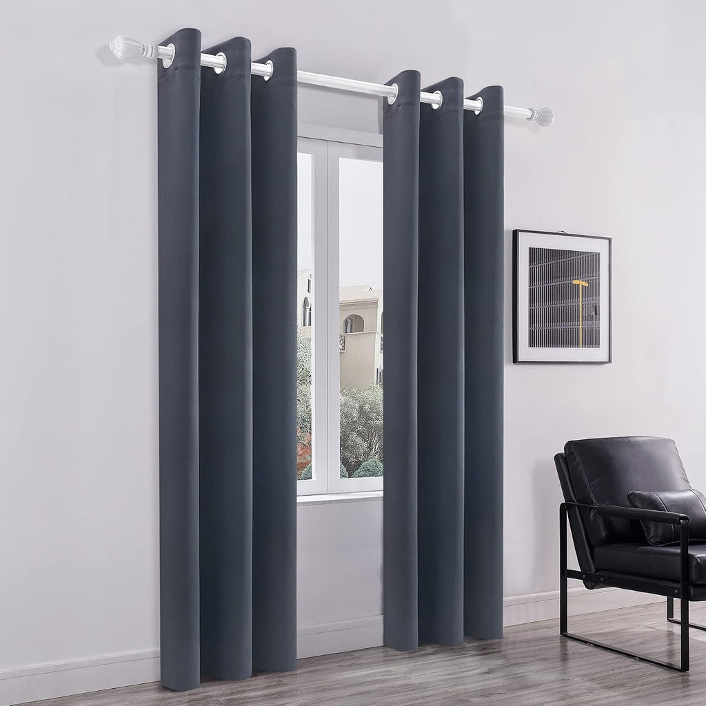 Pickluc Grey Blackout Curtain Panels with Grommet, Light Blocking Drapes for Bedroom, Thermal Insulated, Noise Reduction, Privacy Protectio…