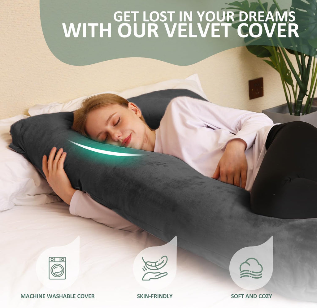 Chilling Home Pregnancy Pillow, U Shaped Pregnancy Pillows for Sleeping Full Body Pillow Maternity Pillow for Pregnant Women 58 inch…