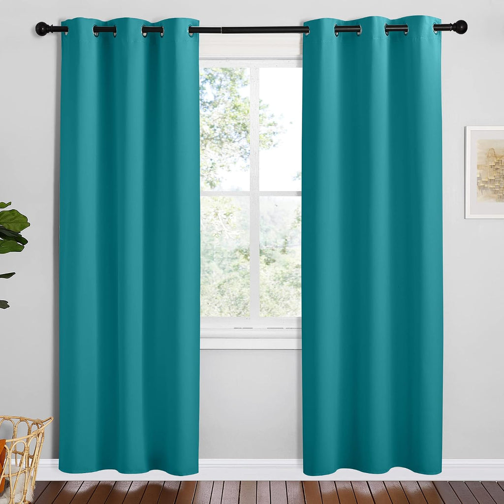 NICETOWN Room Darkening Curtains 78 inch Length 2 Panels, Peacock Teal, 2 Pieces, W42, Thermal Insulated Grommet Blackout Curtains for…