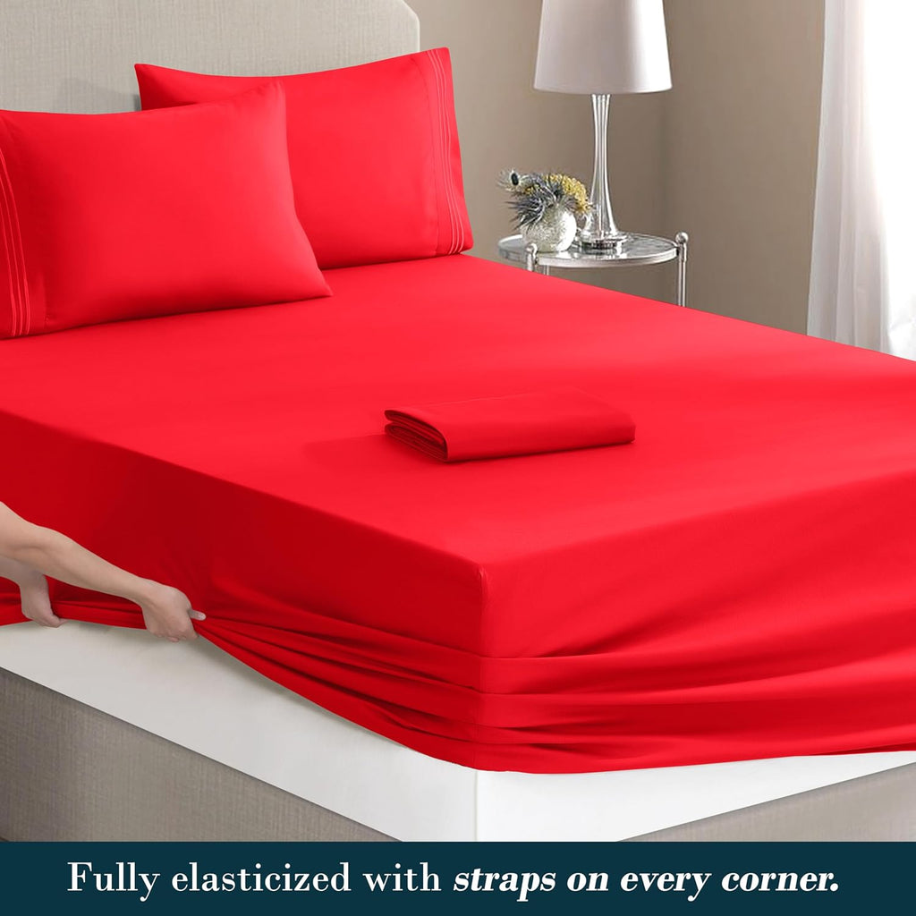 MocassiLuxuryBedding Mocassi Luxury 6-Piece Sheet Set, Ultra Soft 1800 Hotel Quality Microfiber Sheet Set, Fits Mattresses Up to 18 to 24 I…