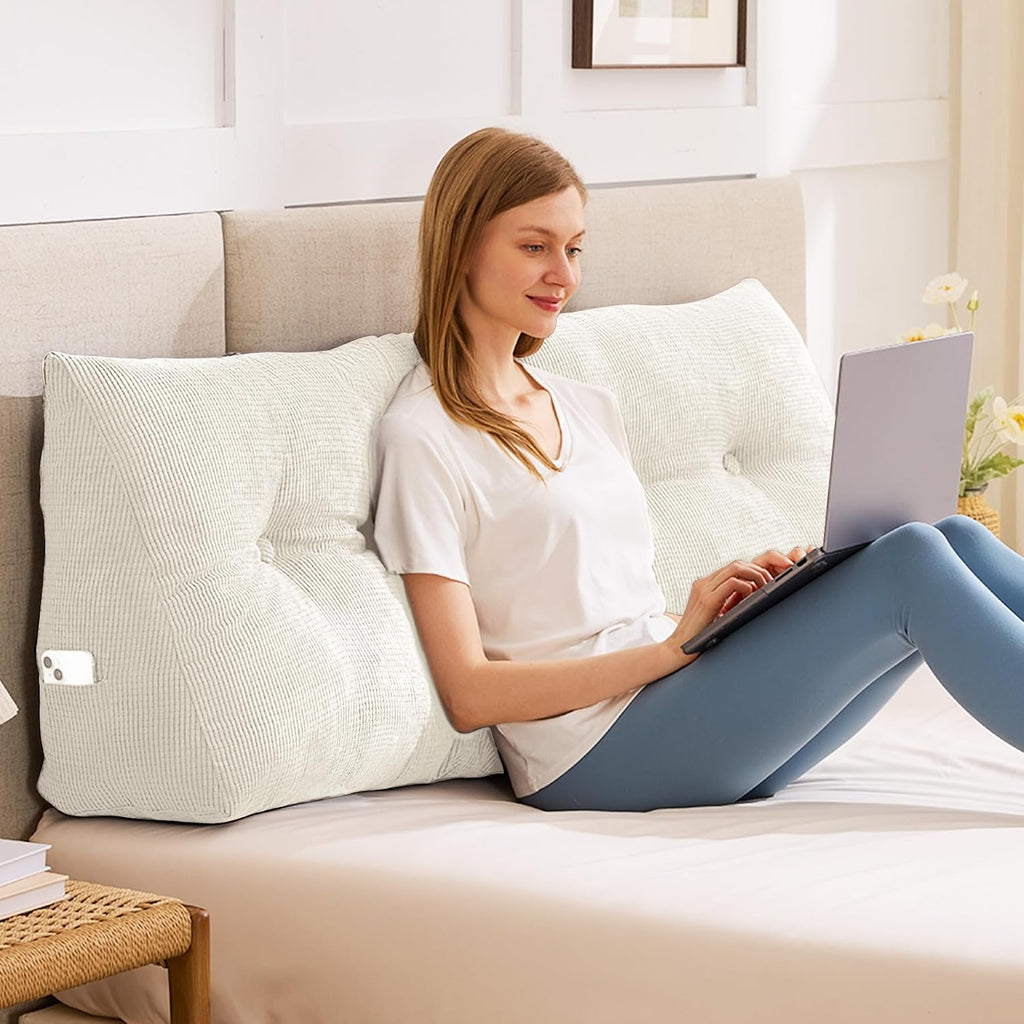IASEAHK Headboard Pillow Queen, Triangle Pillows for Headboard, Head Board Backrest Wedge Pillow for Reading Sitting Working, Daybed…