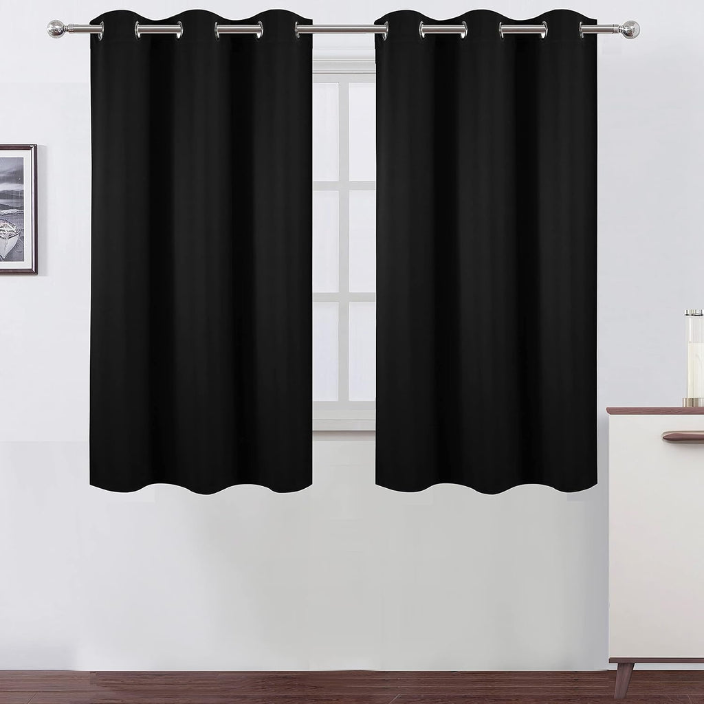 Lemomo Black Blackout Curtains 42 x 54 Inch Length Set of 2 Panels Grommet Bedroom Curtains for Living Room 54 Inch Black