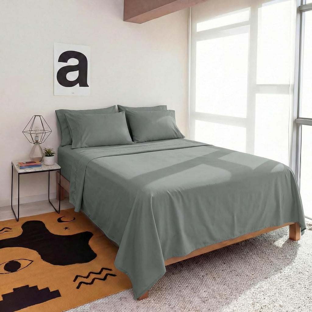 Perupima Peru Pima 415 Thread Count Percal Queen Sheet Set - 100% Peruvian Pima Cotton, 4 Piece (Flat, Fitted, 2 Pillowcases) - Cooling, Cr…
