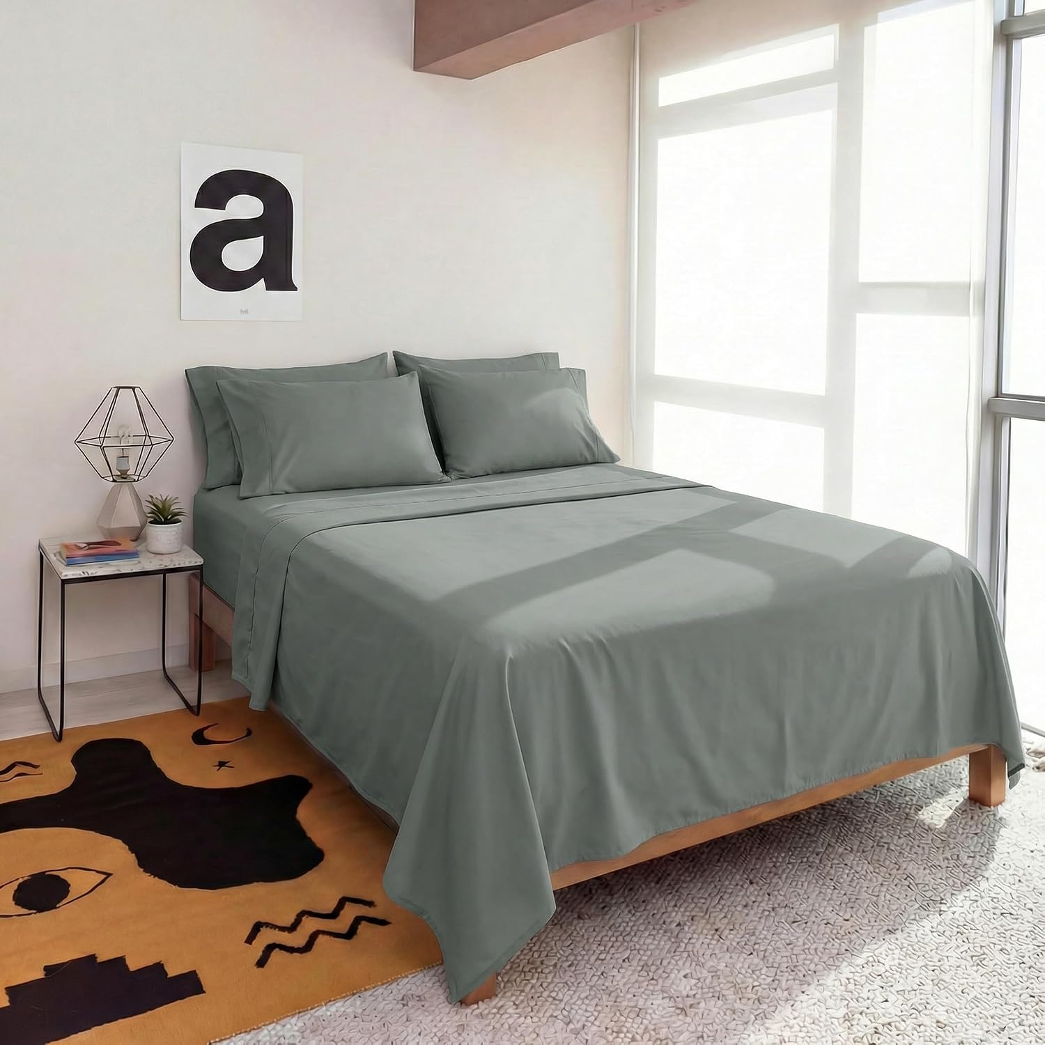 Perupima Peru Pima 415 Thread Count Percal Queen Sheet Set - 100% Peruvian Pima Cotton, 4 Piece (Flat, Fitted, 2 Pillowcases) - Cooling, Cr…
