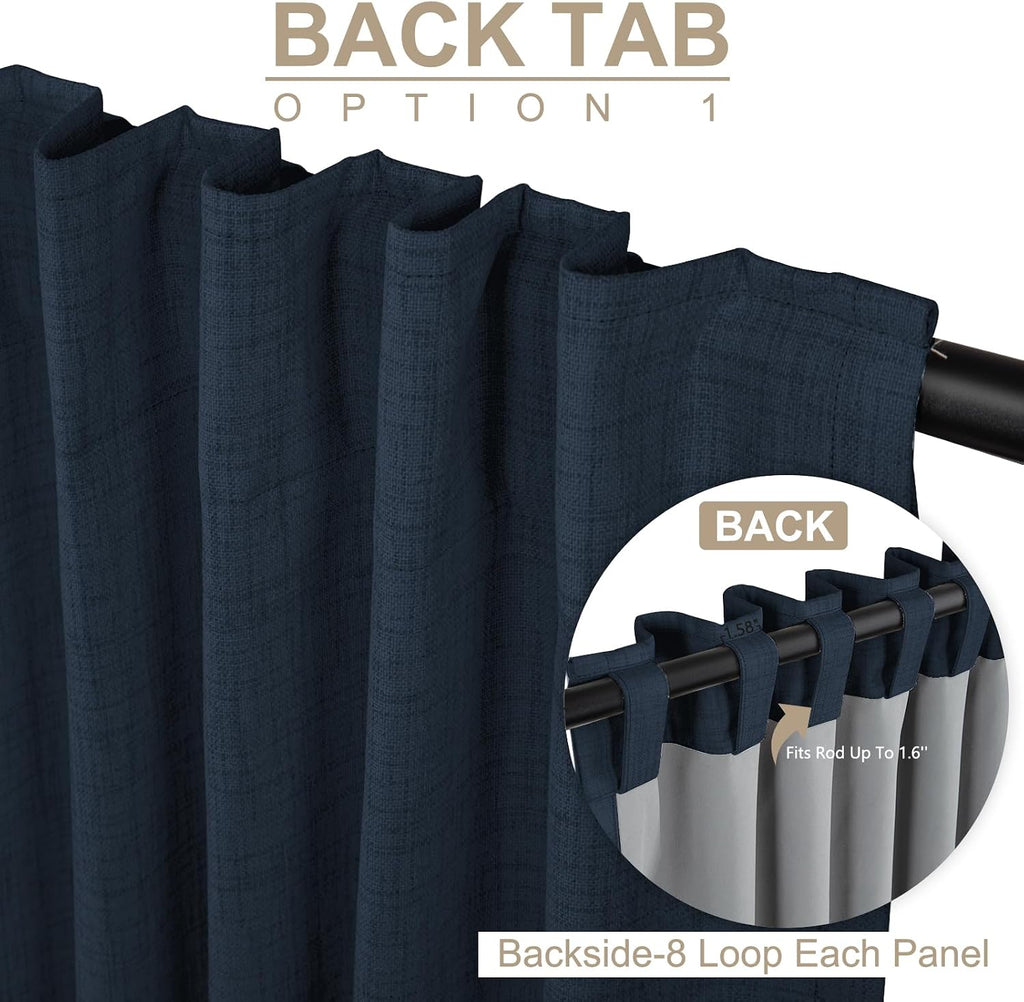 100BlackoutShield 100% Blackout Shield Linen Blackout Curtains for Bedroom 96 Inches Long, Back Tab/Rod Pocket Living Room Drapes, Thermal…