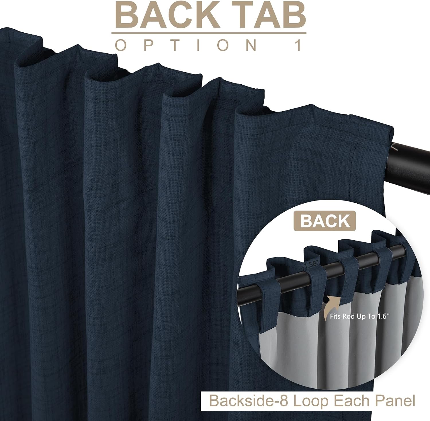 100BlackoutShield 100% Blackout Shield Linen Blackout Curtains for Bedroom 96 Inches Long, Back Tab/Rod Pocket Living Room Drapes, Thermal…