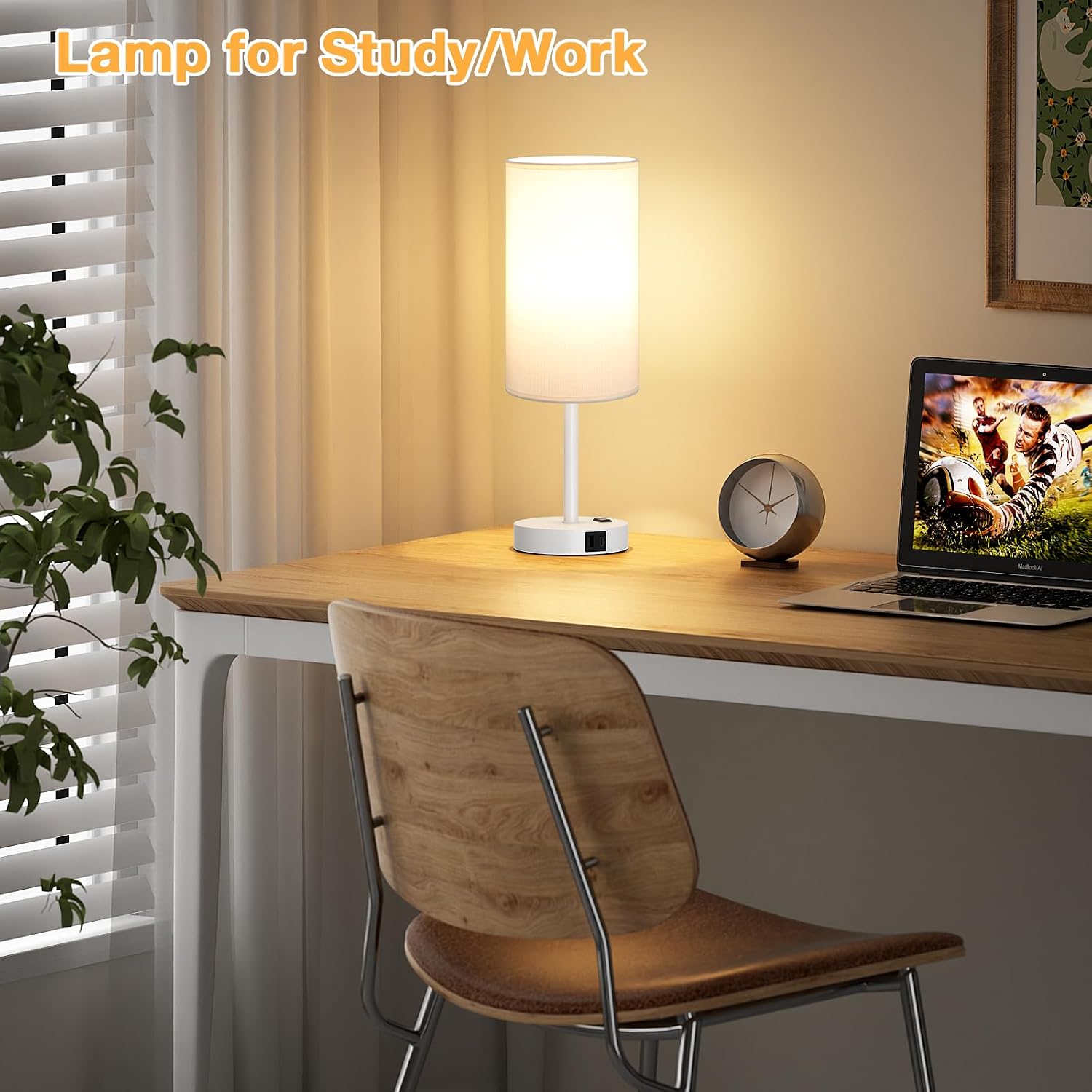 Dicoool Touch Bedside Table Lamp with USB - 3 Way Dimmable White Lamp for Bedroom Nightstand, Desk Lamp with Charging Station for Dorm…