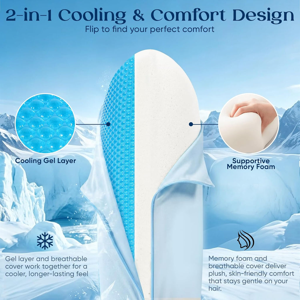 Royal Choice Cooling Gel Pillow for Hot Sleepers, Cold Memory Foam Pillows for Sleeping, Supportive Bed Pillow for Side Back&Stomach…