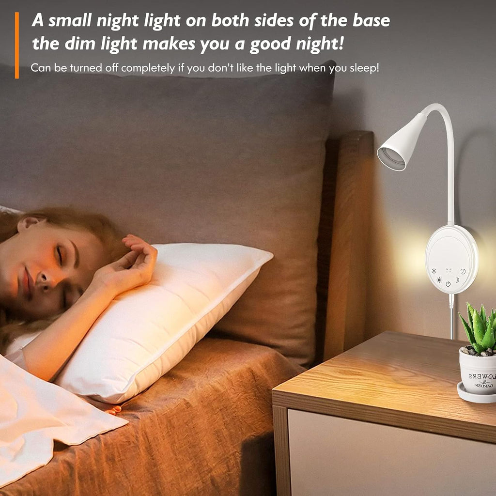 SANKEDOU LED Wall Mount Reading Light, Bedside Reading Lights with Touch Control, 5 Dimmable, USB Output, Night Light & Timers, Flexible…