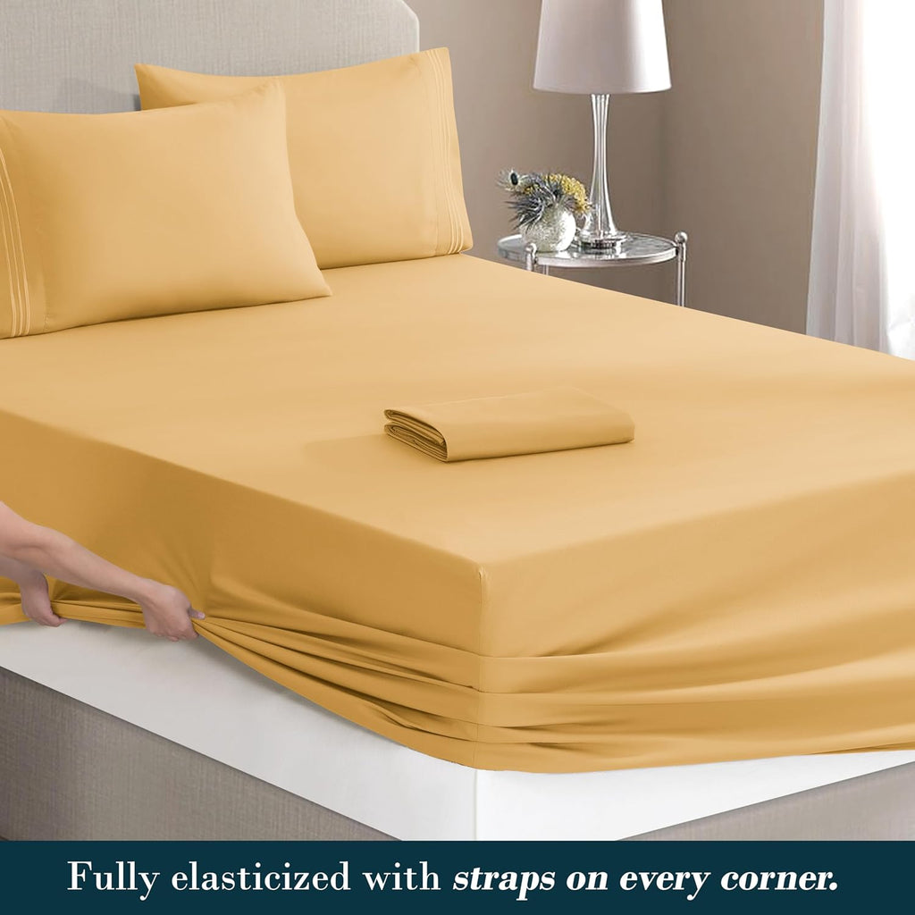 MocassiLuxuryBedding Mocassi Luxury 6-Piece Sheet Set, Ultra Soft 1800 Hotel Quality Microfiber Sheet Set, Fits Mattresses Up to 18 to 24 I…