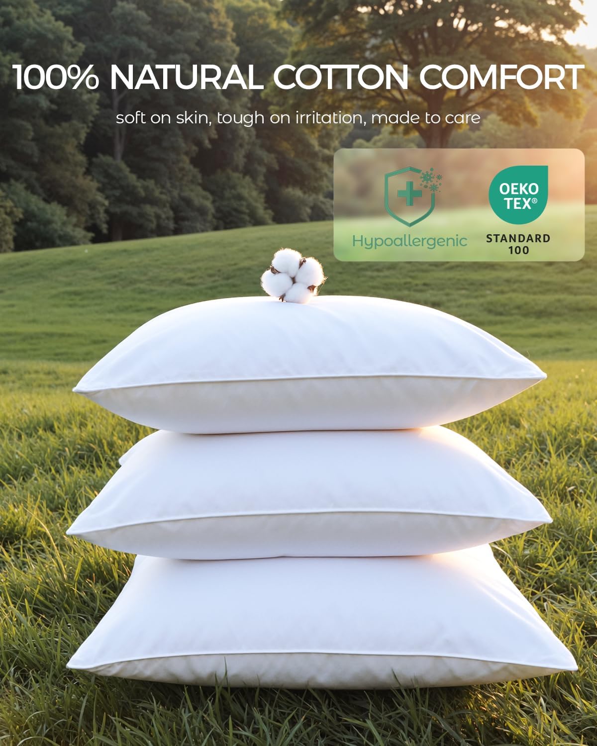 Faunna 100% Cotton Pillow Protectors, Bed Bug Proof, Hypoallergenic, Featuring odor-control Product Protection for Enhanced Freshness, - B…