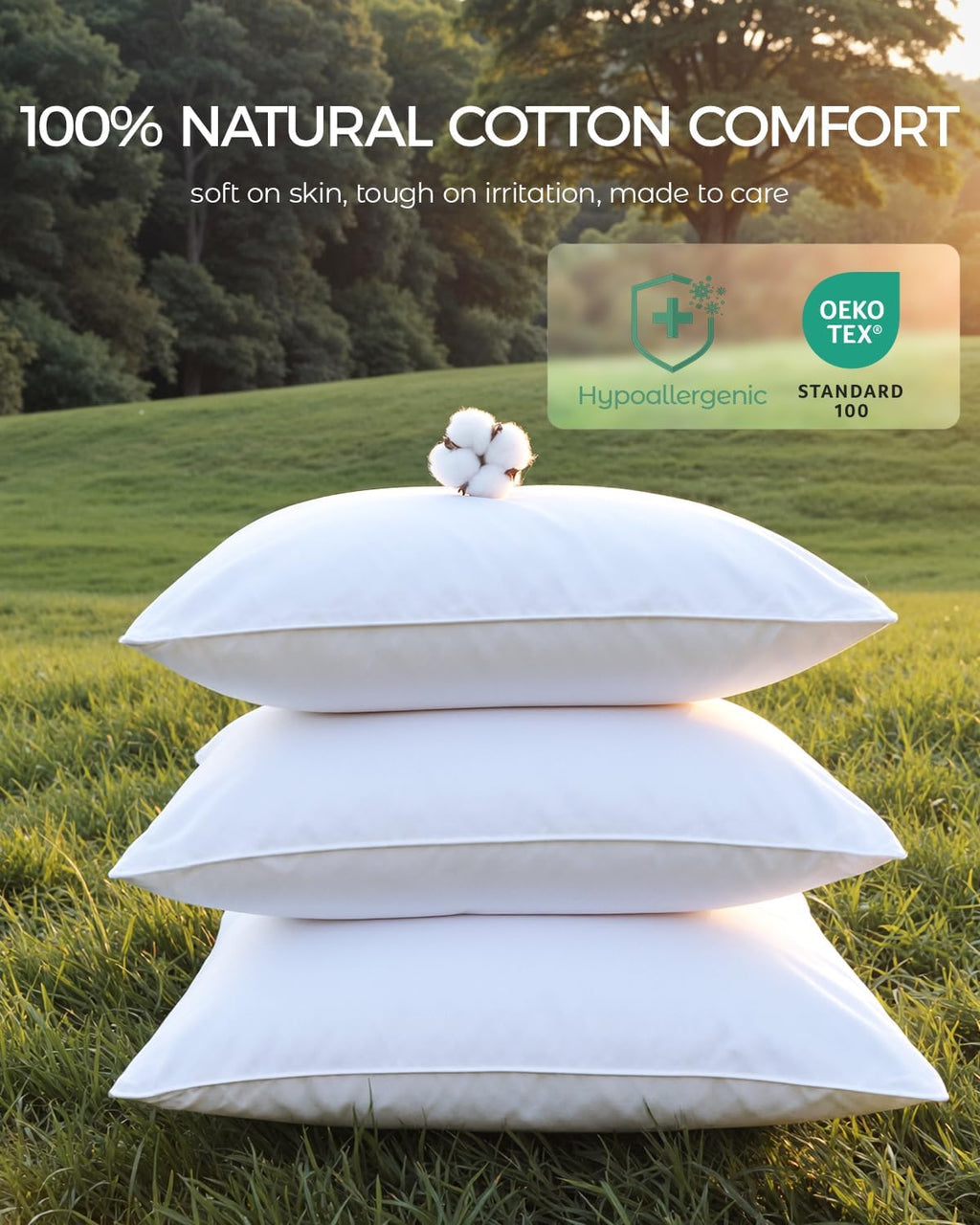 Faunna 100% Cotton Pillow Protectors, Bed Bug Proof, Hypoallergenic, Featuring odor-control Product Protection for Enhanced Freshness, Bre…