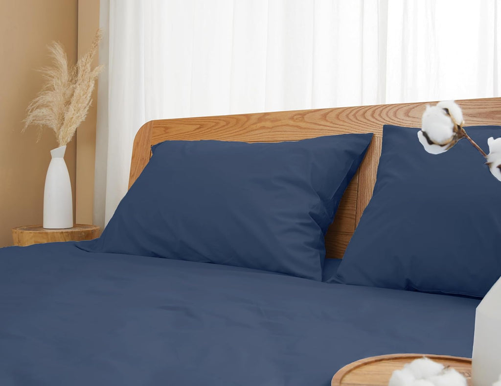 Homtec Pillow Cases, King Size Cotton Percale Weave Pillowcases, Pre-Shrunk Breathable and Hypoallergenic Pillowcases, Set of 2 (2 Piece Ki…