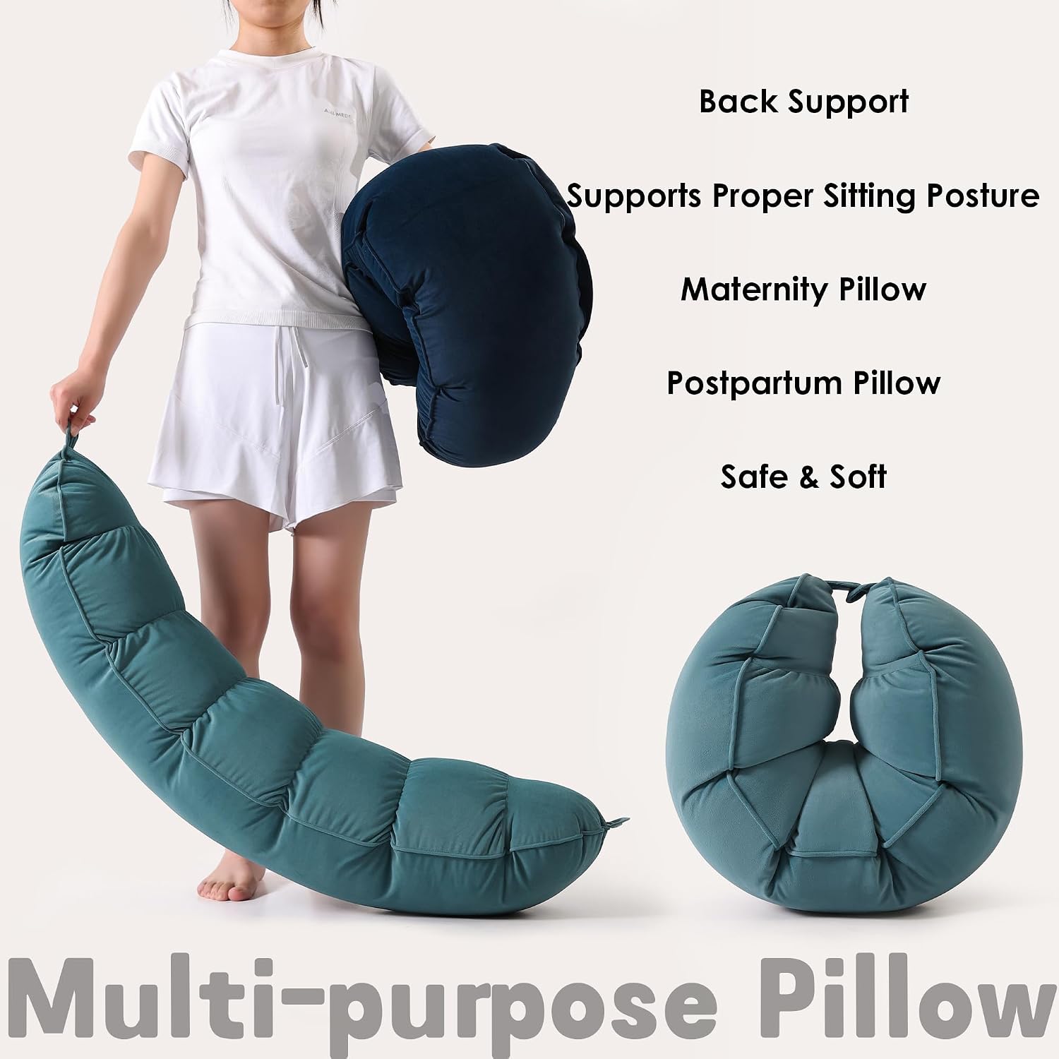 Peallow(Pat. Pend) – Long Round Body Pillow for Adults, Bolster Pillow for Sleeping, Soft and Supportive Pillow for Sleeping & Lumbar…