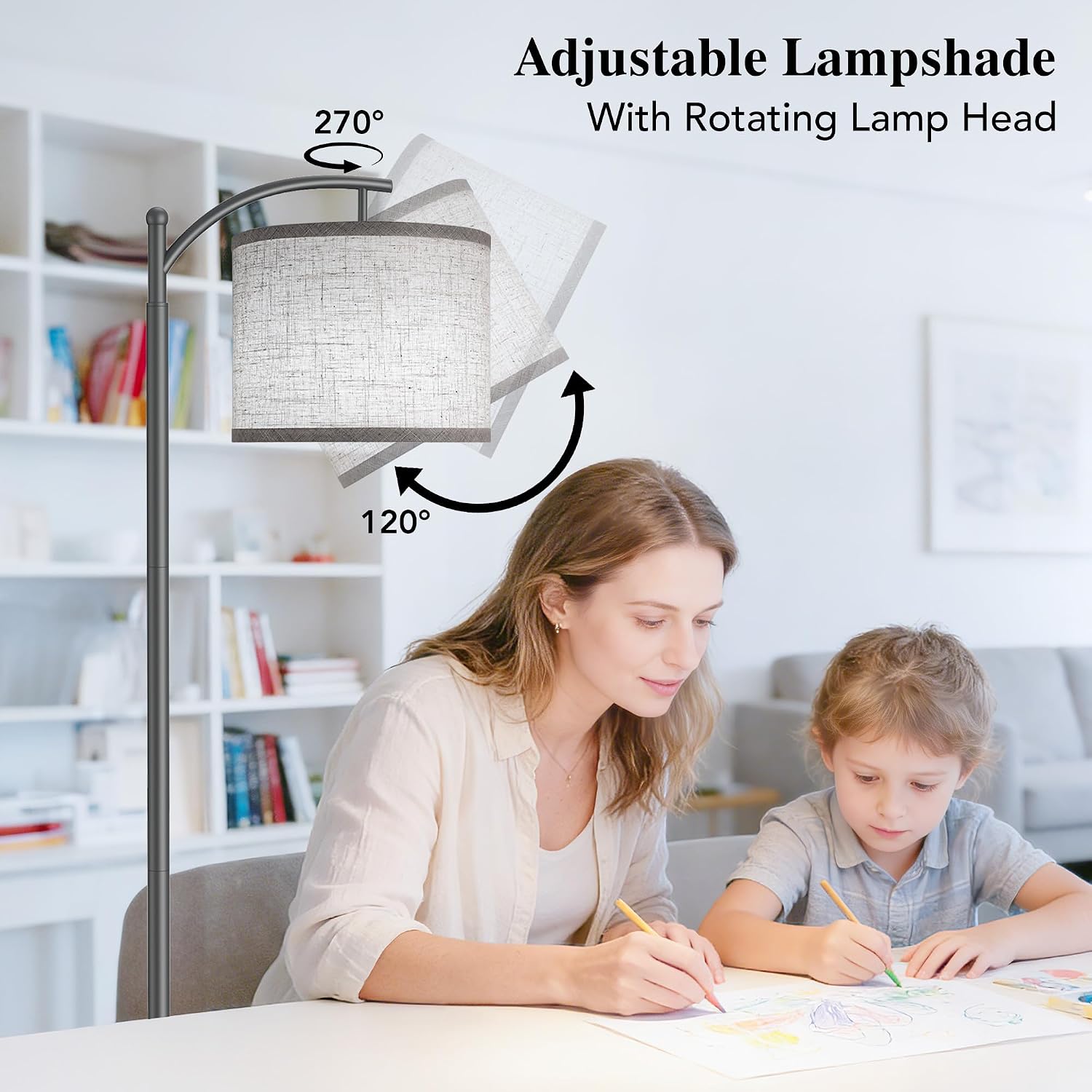 Floor Lamp for Living Room with 3 Color Temperatures LED Bulb, Standing Lamp Tall Industrial Floor Lamp Reading for Bedroom, Office (9W…