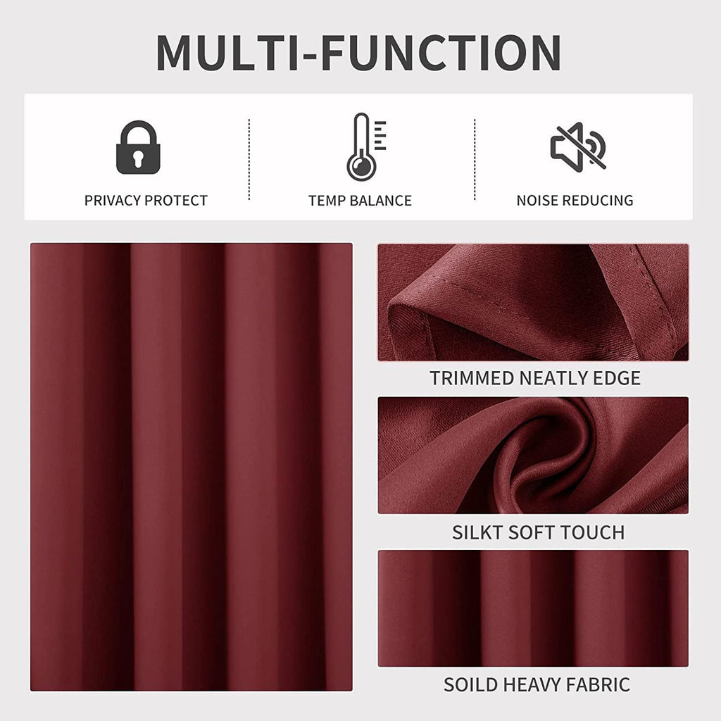 Joydeco Blackout Curtains 84 inches Long 2 Panels Set, Thermal Insulated Long Curtains 2 Burg, Room Darkening Grommet Drapes for Bedroom Li…