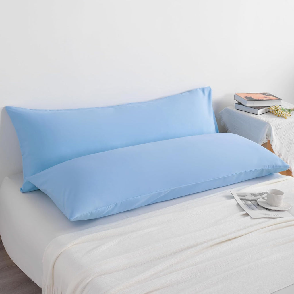 Ntbay Body Pillow Cases Set of 2, 2 Pack Brushed Microfiber 20x54 Pillow Cases, Soft, Wrinkle, Fade, Stain Resistant Sky Blue Pillow Cases…