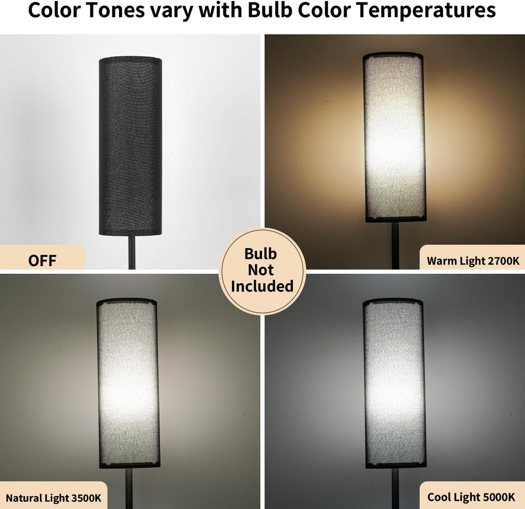 Fridekohome FRIDEKO HOME Black Shade Floor Lamp with, Simple Design with Foot Pedal Switch, Small Tall Lamps for Living Room Bedroom Office…