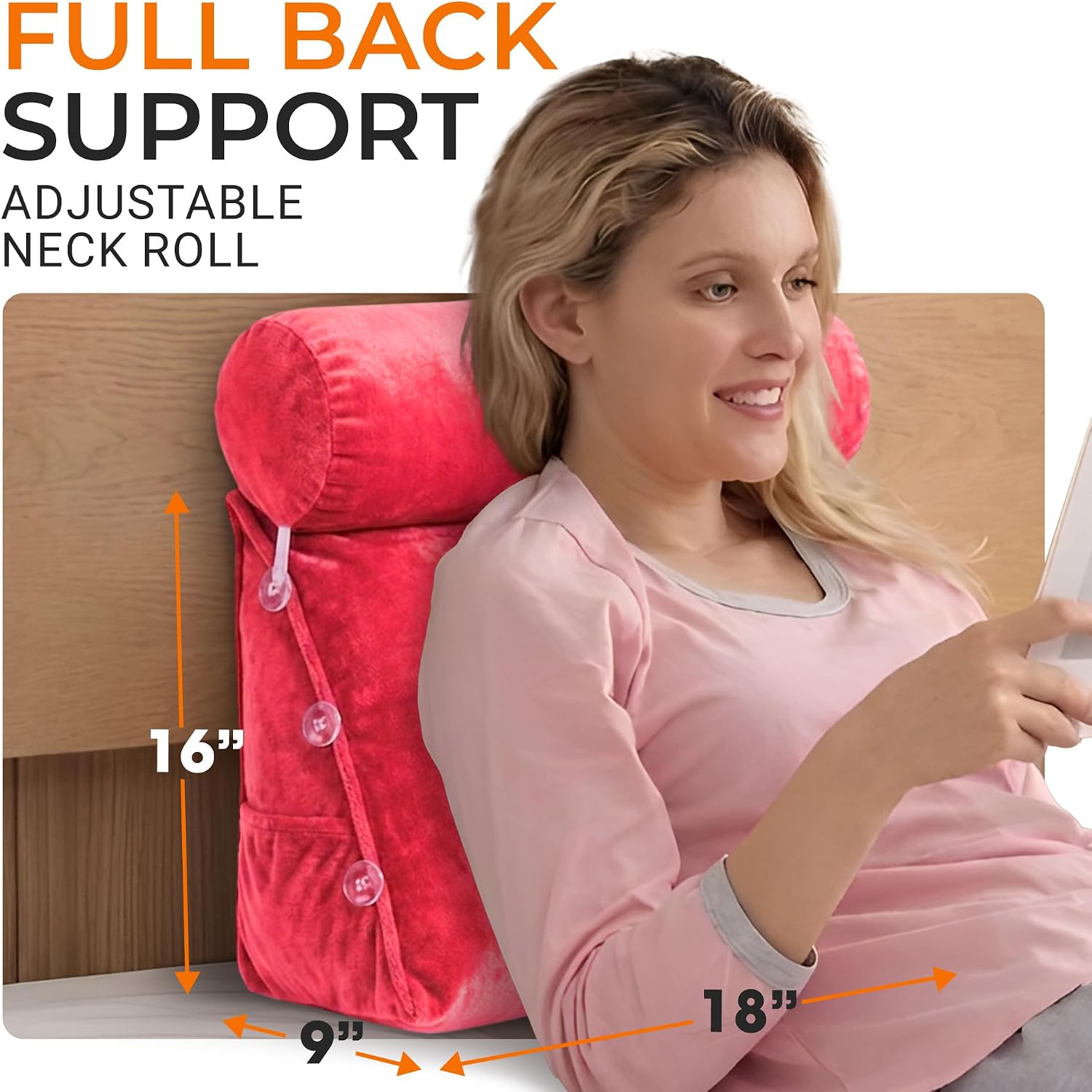 Cheer Collection Reading Wedge Pillow - Adjustable Wedge Reading Pillow with Neck Support, Hollow Fiber-Filled Backrest Pillow for…