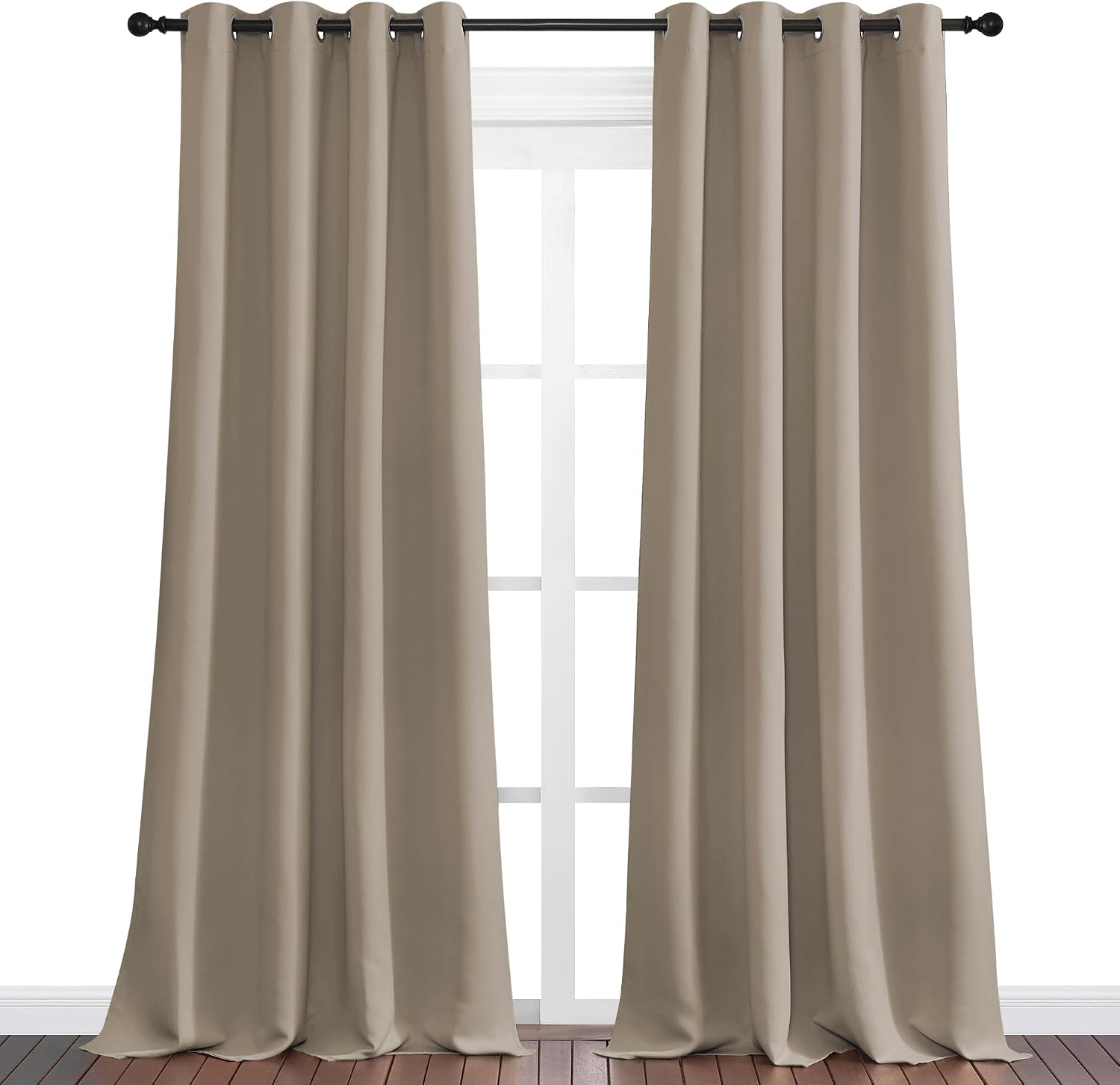 Nicetown Taupe Blackout Curtains 108" Long, 55" Wide, 2 Pieces for Office, Dining, Guest Room - Sound Reducing, Heat and Cold Block Panels…